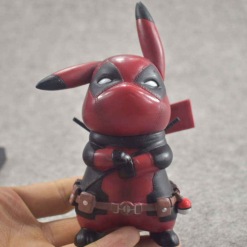 Pikachu Deadpool Captain America Figurine Back View