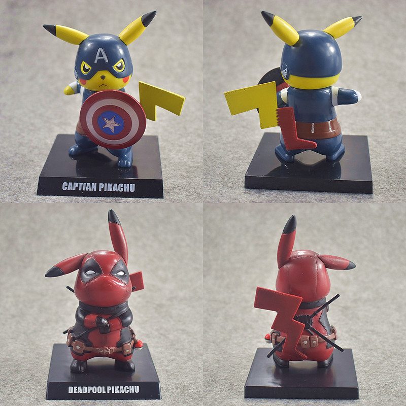 Pikachu Deadpool Captain America Figurine