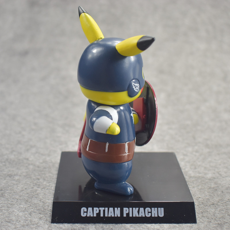 Pikachu Deadpool Captain America Figurine Close Up