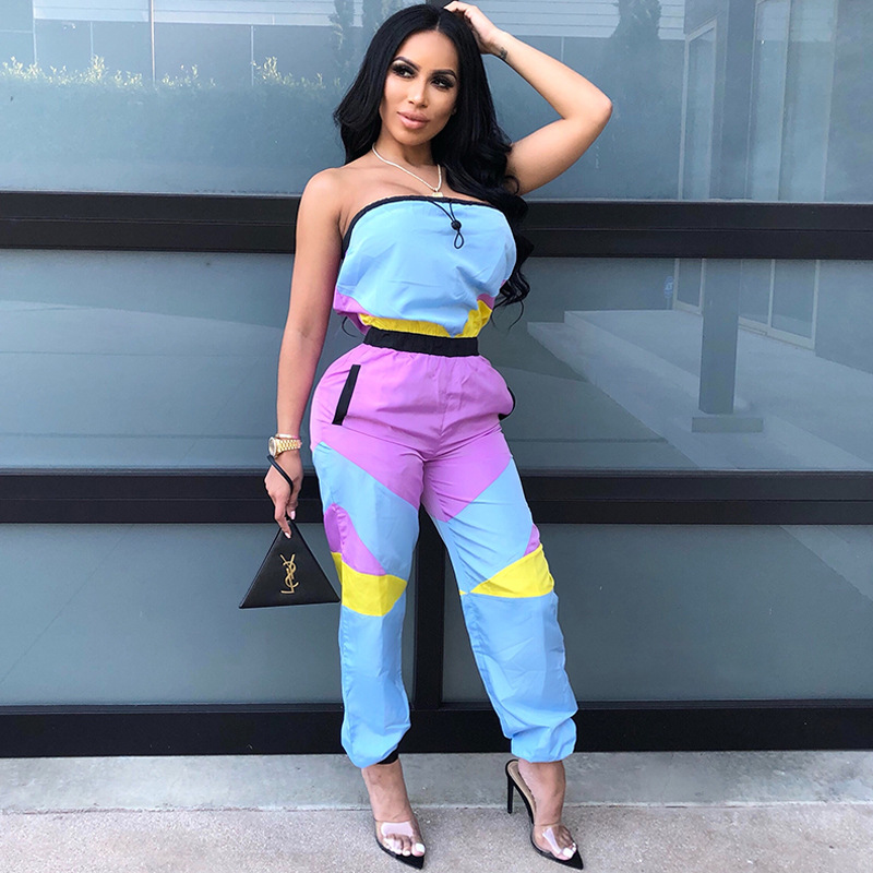 Color Block Sexy Wrap Bodysuit Image 4