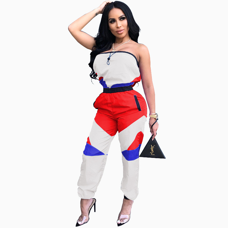 Color Block Sexy Wrap Bodysuit Image 3