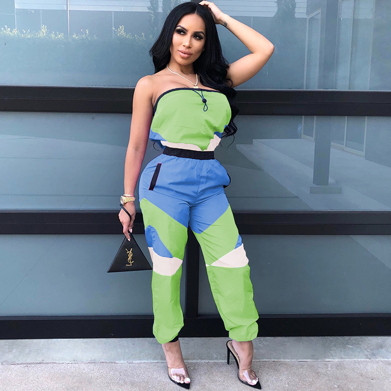 Color Block Sexy Wrap Bodysuit Image 5