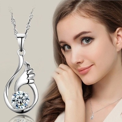 Angel Wings Pendant Necklace Close-Up