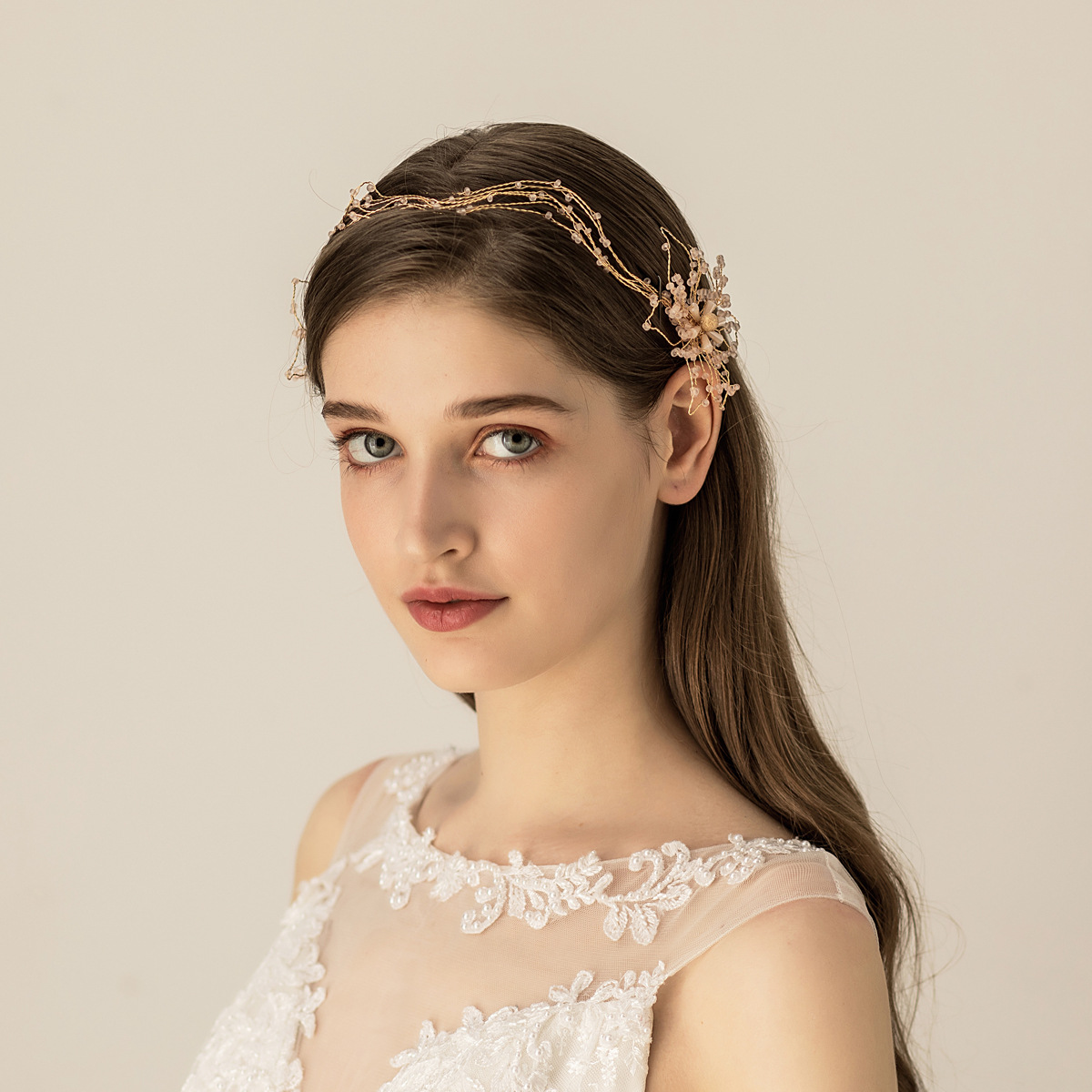Elegant bridal headband with glass beads