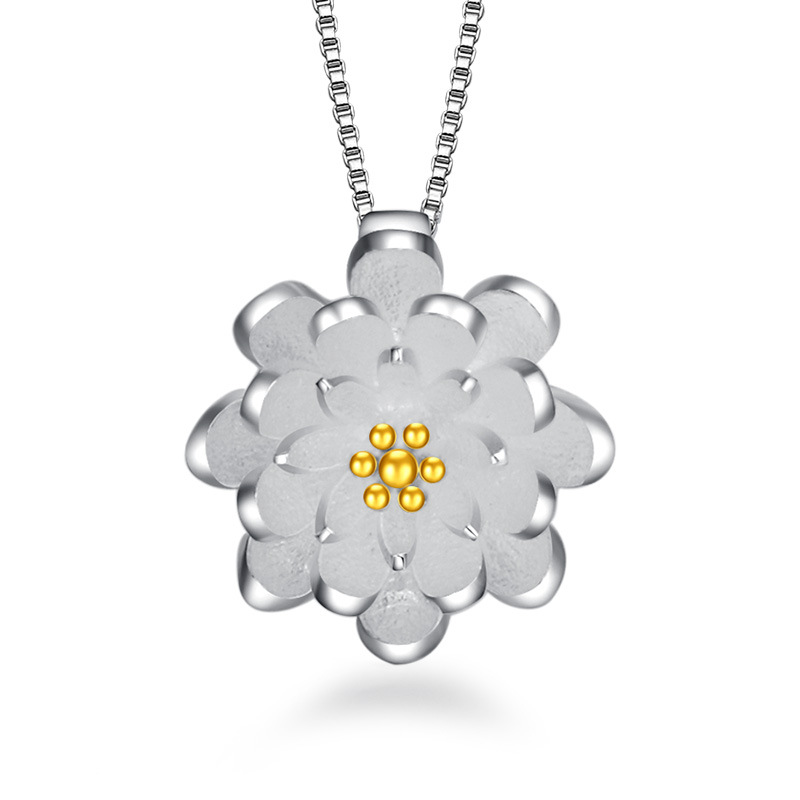 Close view of Lotus Flower Pendant Necklace
