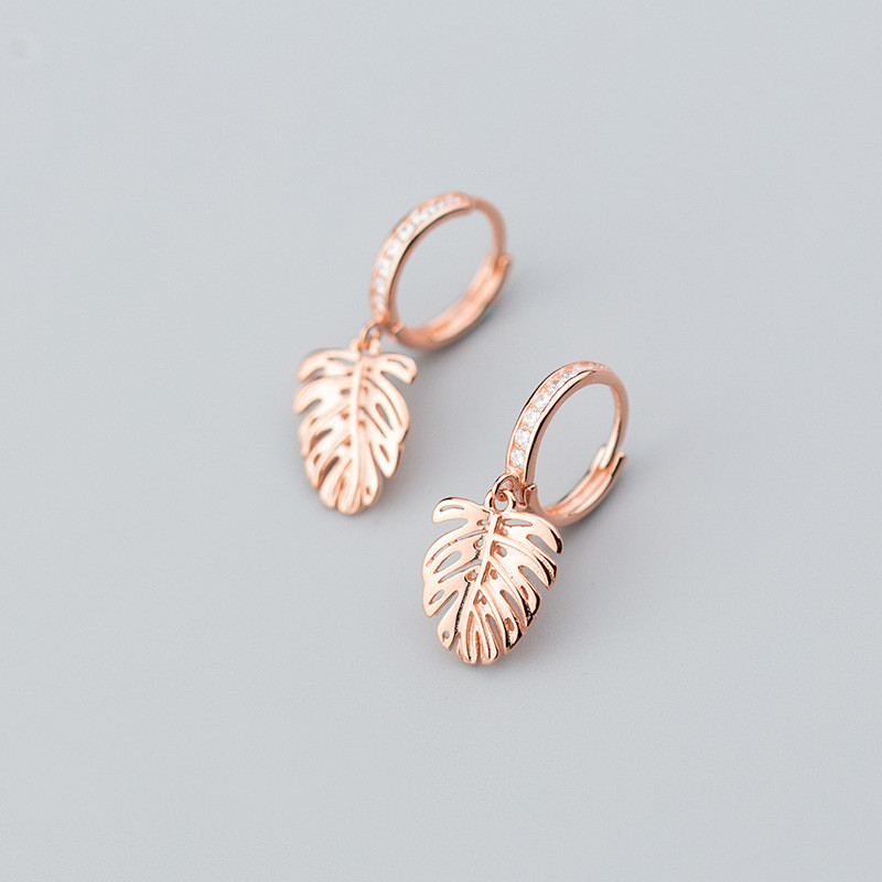 S925 Silver Leaf Earrings - Image 2