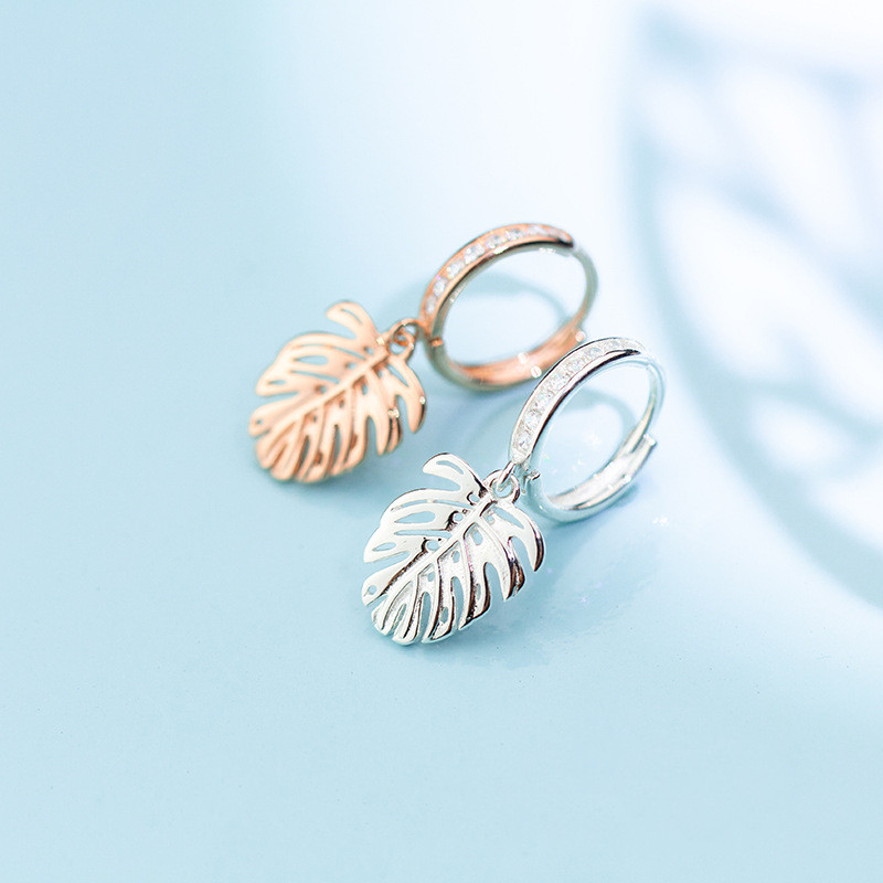 S925 Silver Leaf Earrings - Image 4