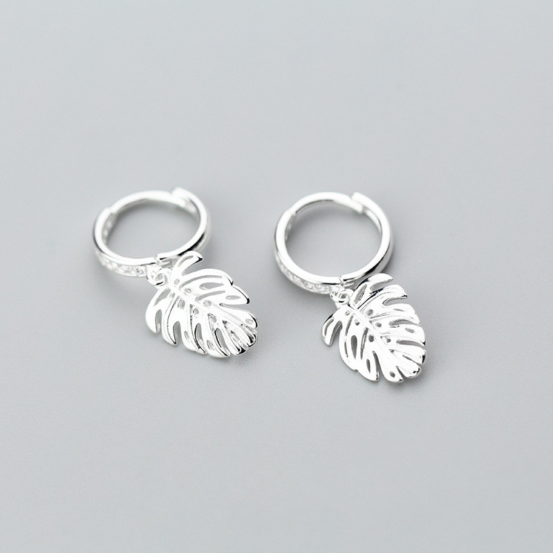 S925 Silver Leaf Earrings - Image 3