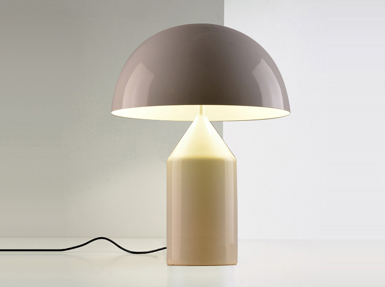 Mushroom-Shaped Metal Table Lamp - White