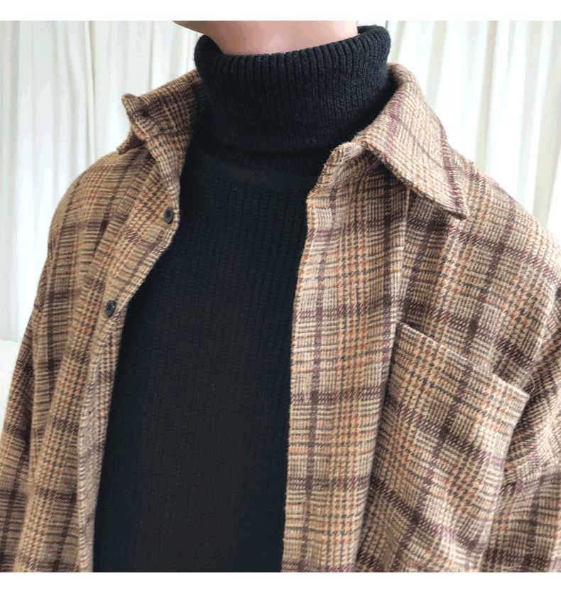 Men's Retro Plaid Wool Coat