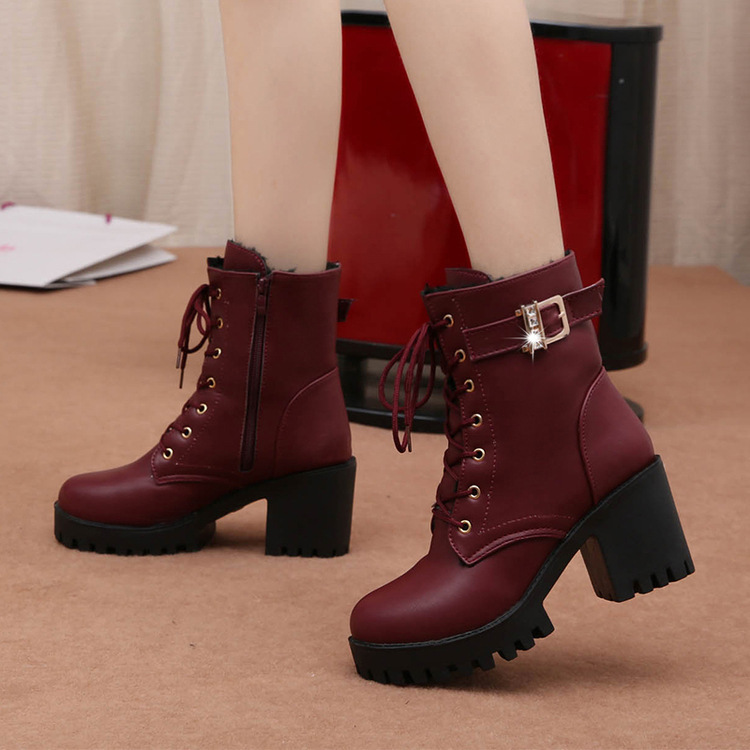 Chunky heeled side zipper ankle boots - Image 1