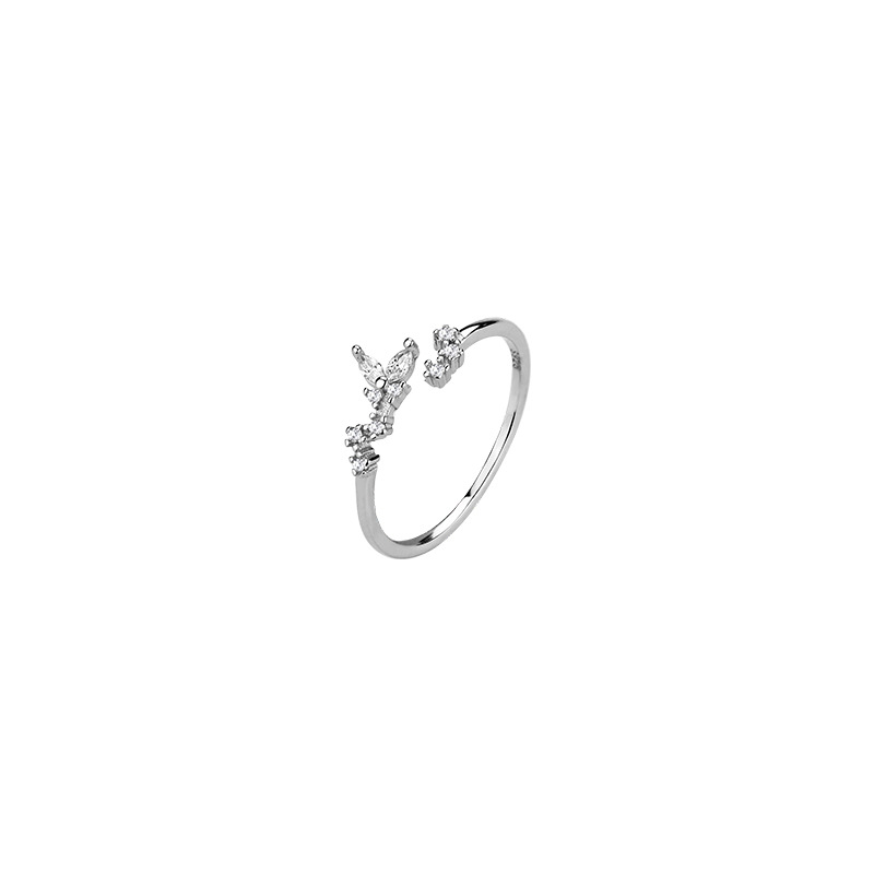 S925 Silver Butterfly Leaf Ring