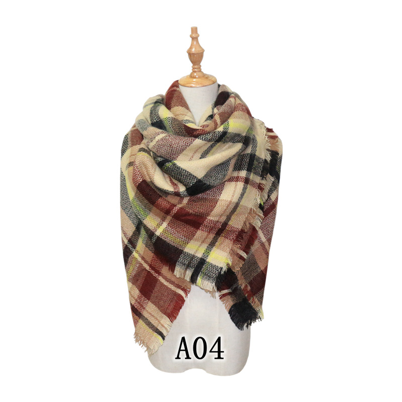 Colorful Faux Cashmere Checkered Scarf