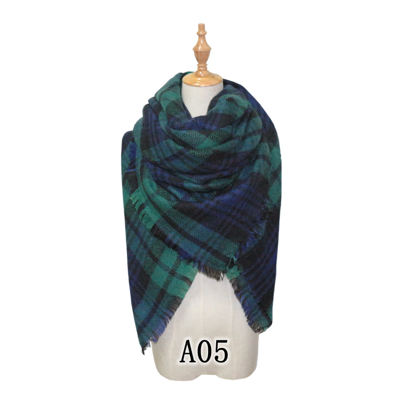 Colorful Faux Cashmere Checkered Scarf
