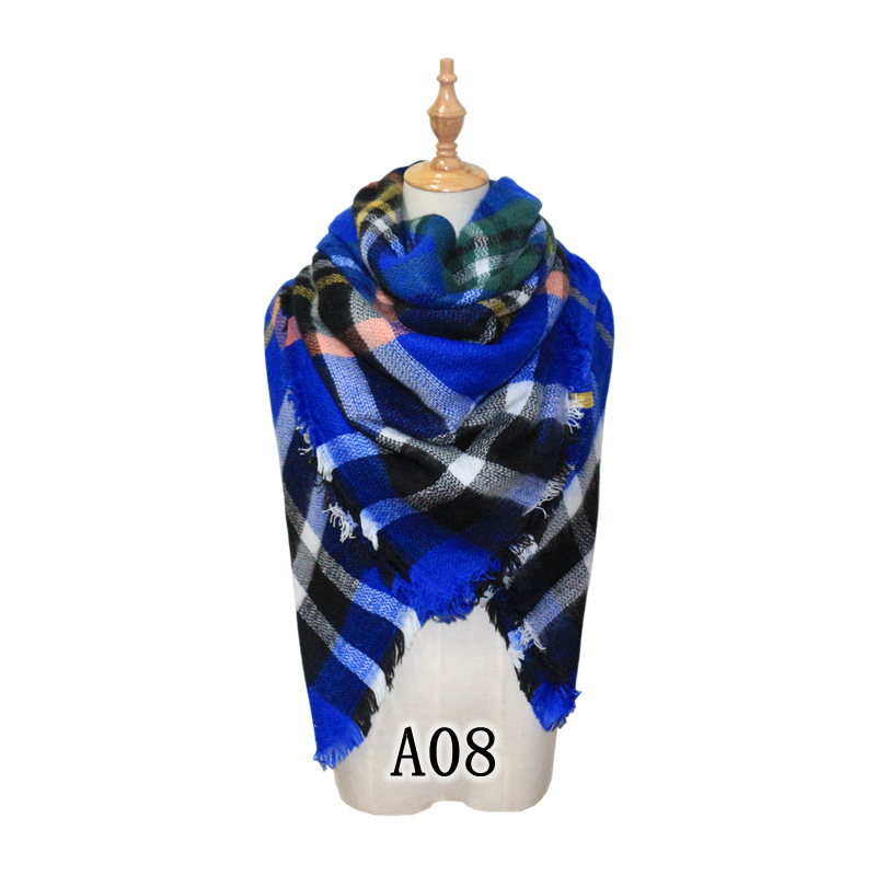 Colorful Faux Cashmere Checkered Scarf