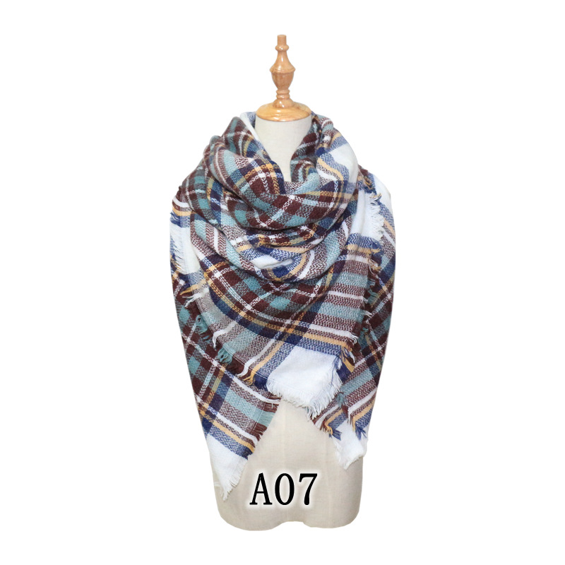 Colorful Faux Cashmere Checkered Scarf