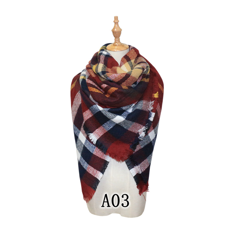 Colorful Faux Cashmere Checkered Scarf