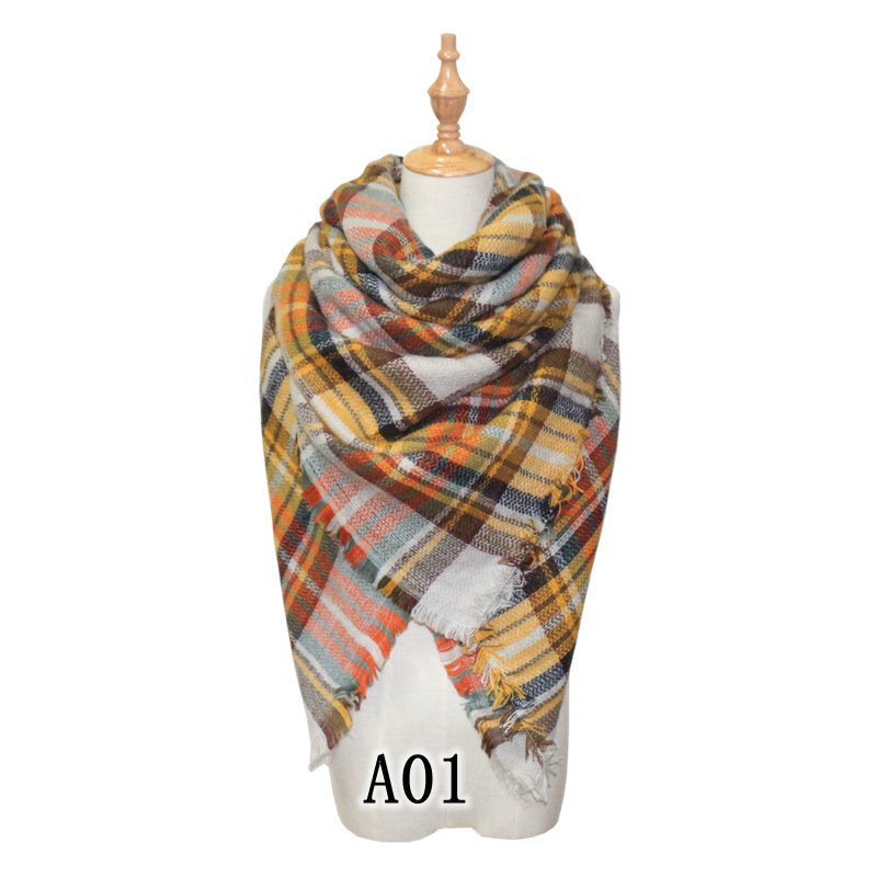 Colorful Faux Cashmere Checkered Scarf