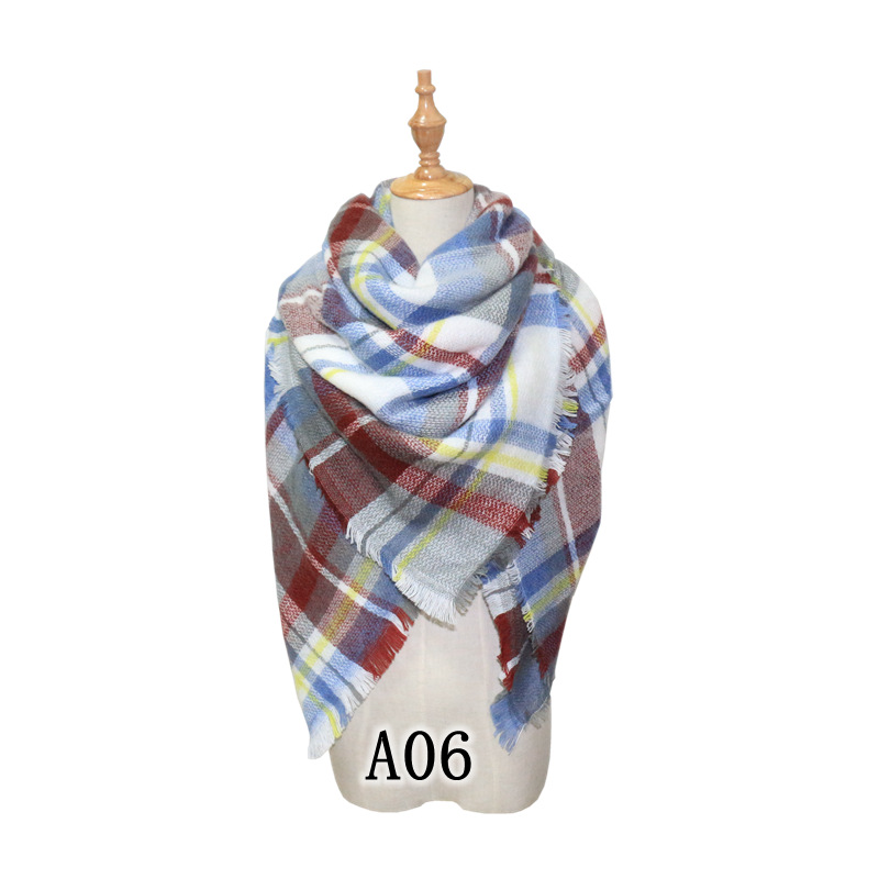 Colorful Faux Cashmere Checkered Scarf