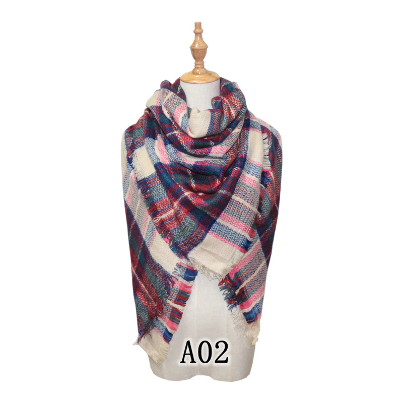 Colorful Faux Cashmere Checkered Scarf
