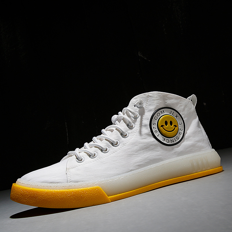 Men's High-Top Canvas Sneakers - Yellow