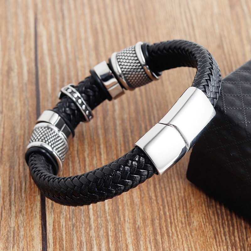 Leather Woven Bracelet Image 2