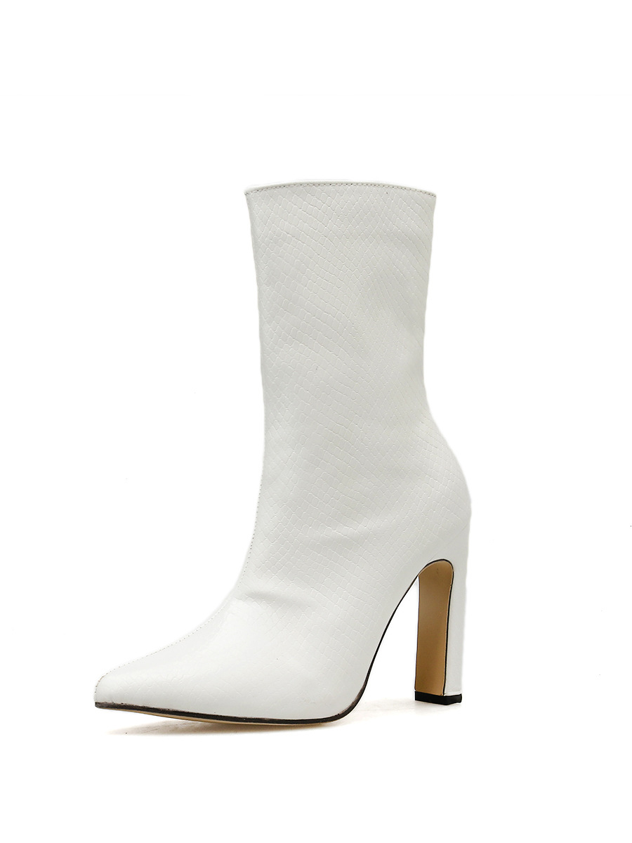 Crocodile Pattern Leather Ankle Boots - Image 3