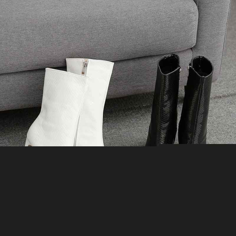 Crocodile Pattern Leather Ankle Boots - Image 5