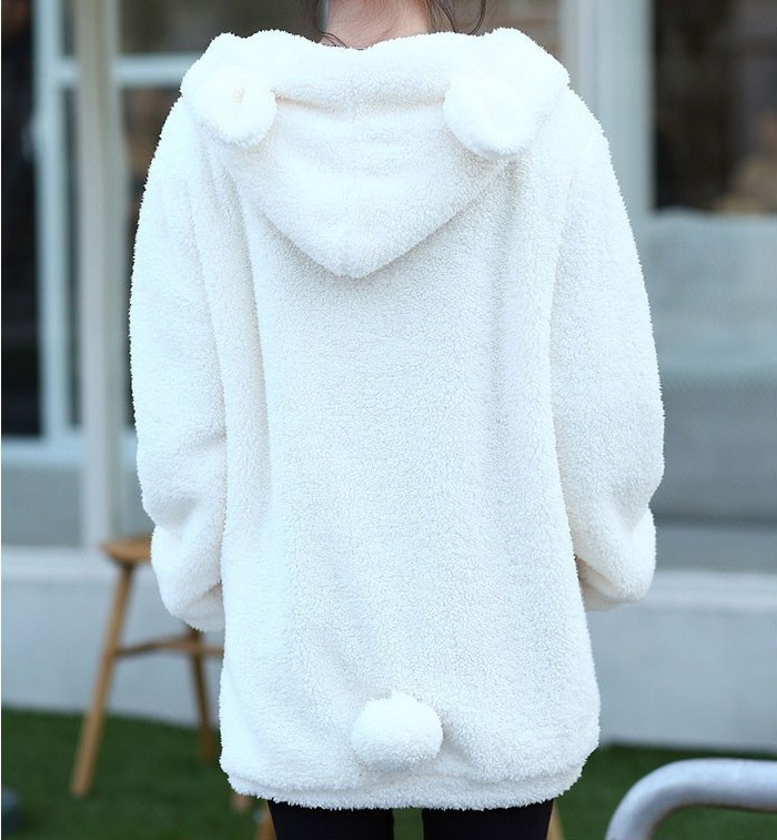 Different Angle of Hooded Plush Cartoon Jacket