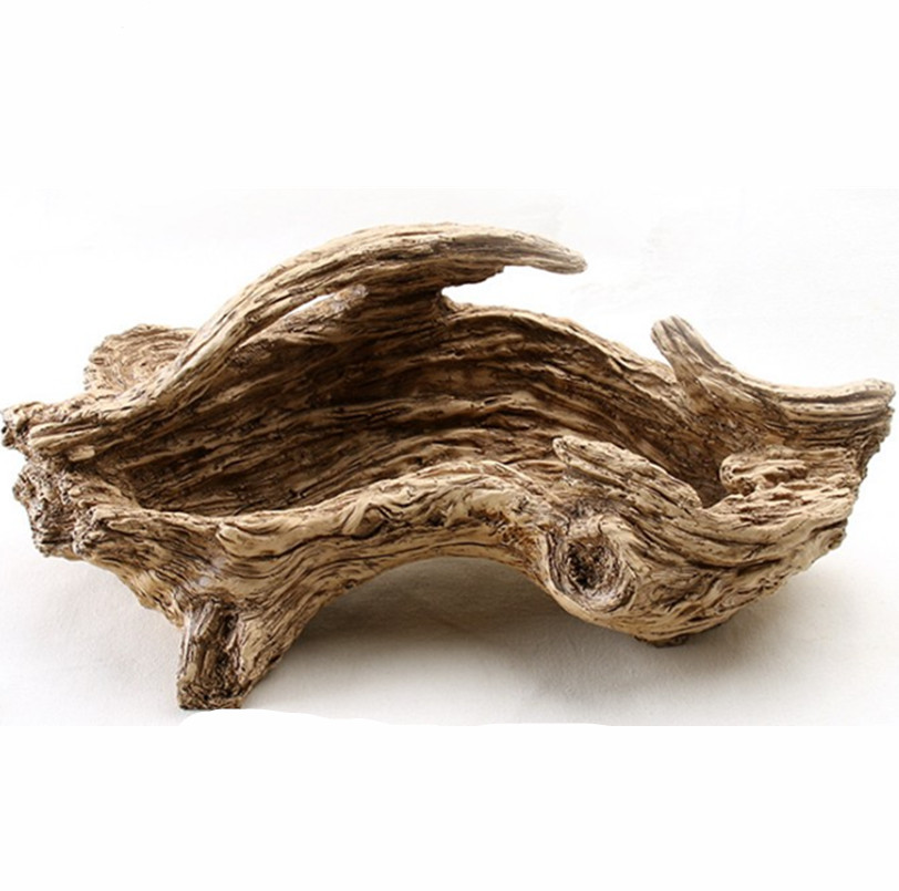 Vintage Chinese Style Extra Large Faux Wood Succulent Planter Image 5