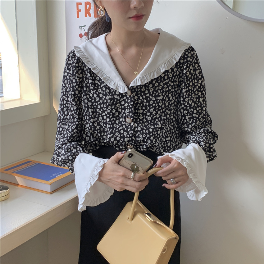 Women's loose collar shirt top