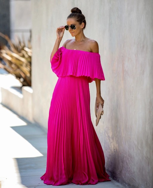 Off-Shoulder Chiffon Dress Image 2