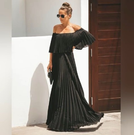 Off-Shoulder Chiffon Dress Image 3