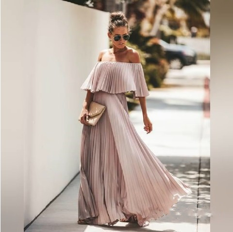 Off-Shoulder Chiffon Dress Image 7