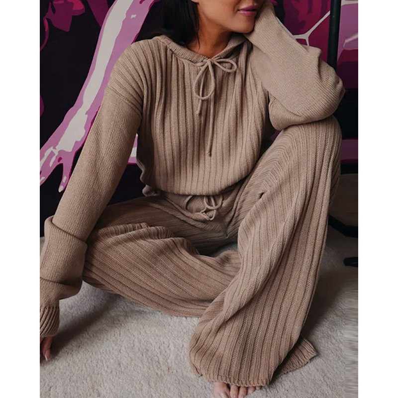 Long Sleeve Loose Hooded Casual Set Style