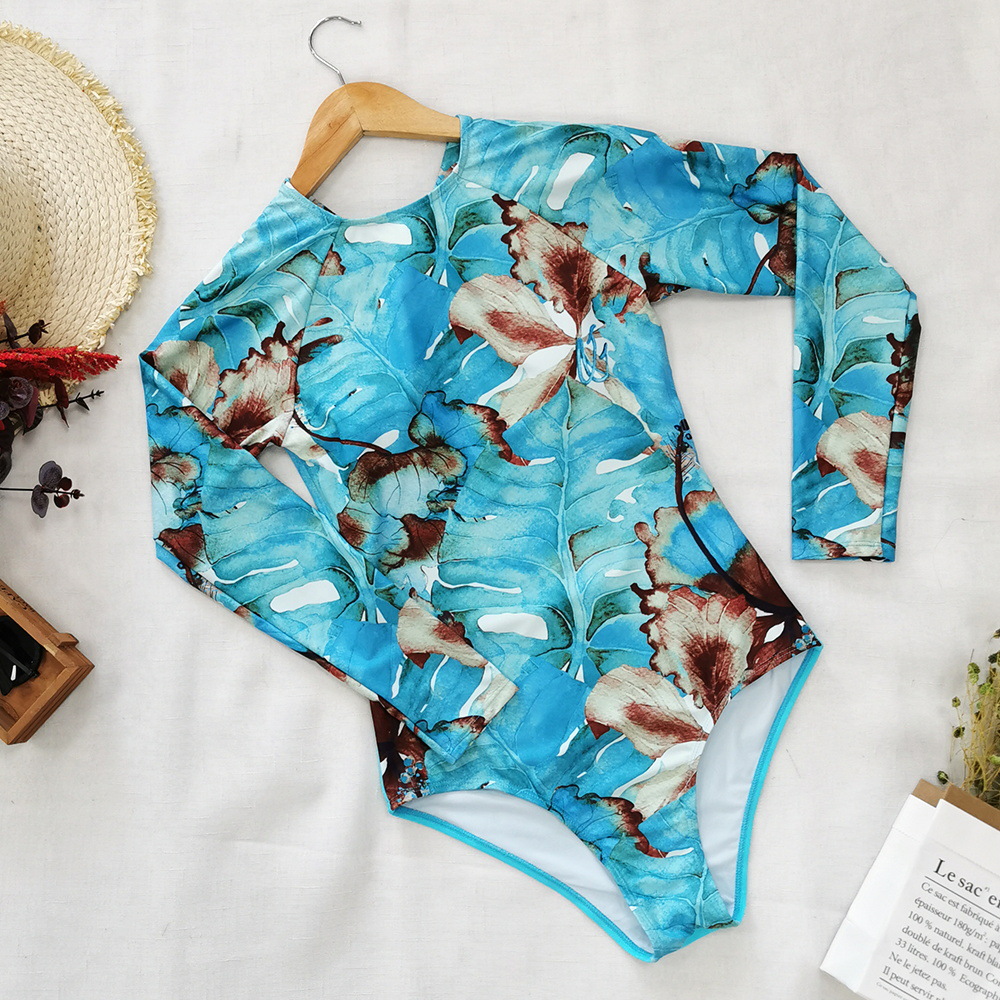 2020 Women's Long Sleeve Floral Swimsuit - Swimwear Fashion
