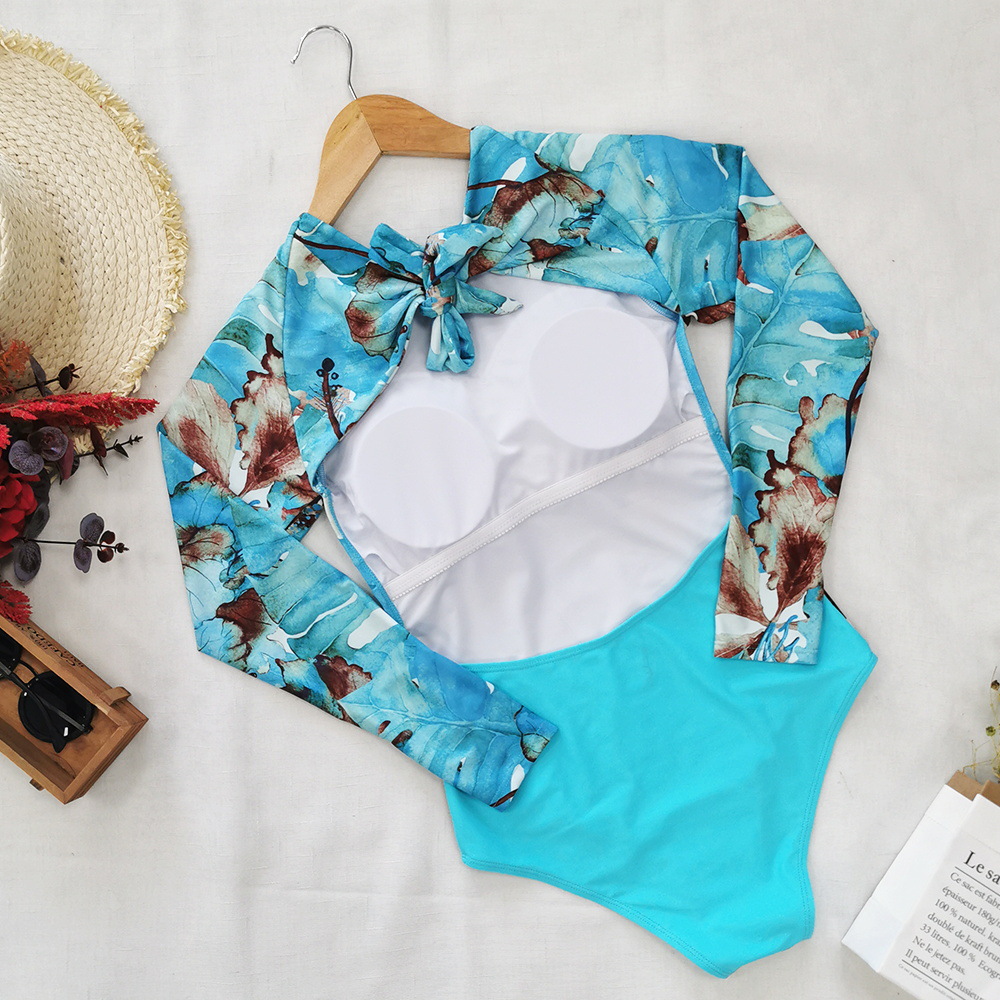 2020 Women's Long Sleeve Floral Swimsuit - Back View