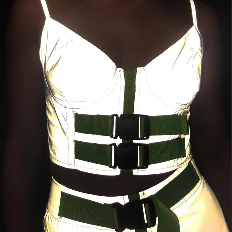 Reflective Zip Backpack Vest and Short Skirt Set Image 2