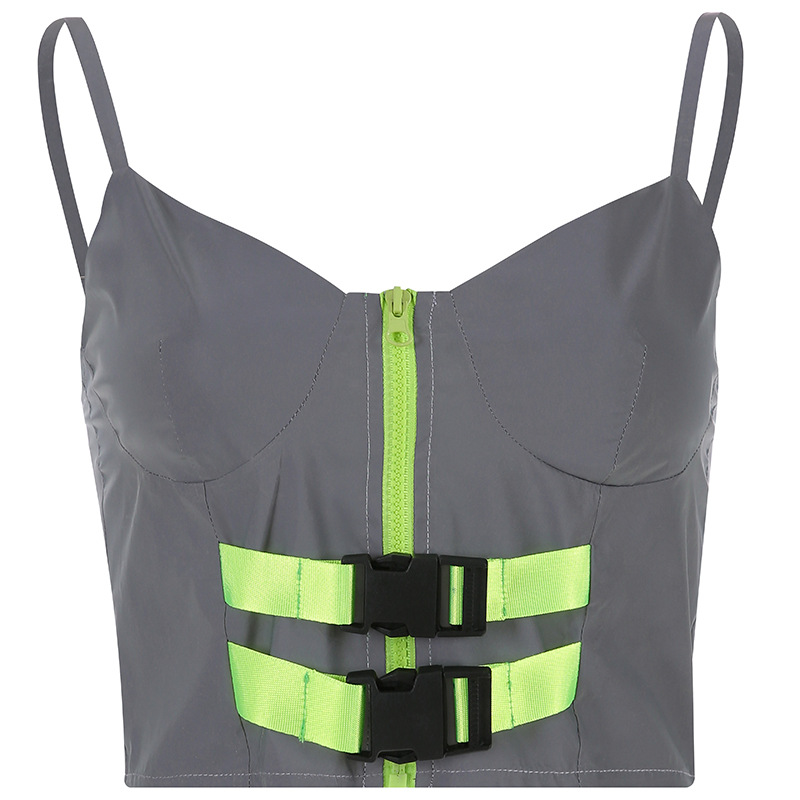 Reflective Zip Backpack Vest and Short Skirt Set Image 1