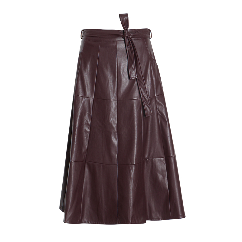 High-Waisted A-Line PU Leather Skirt - Image 2