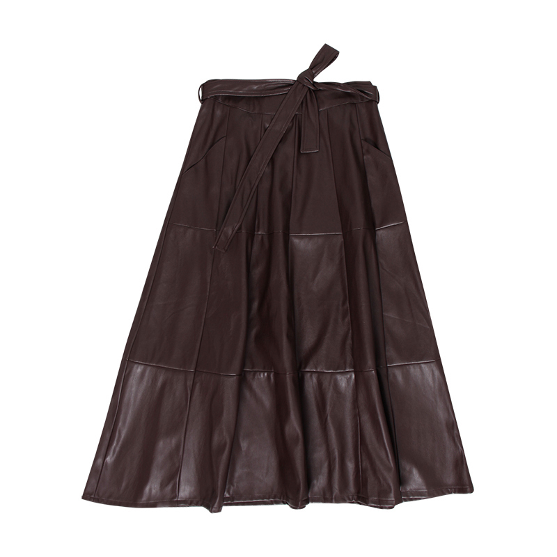 High-Waisted A-Line PU Leather Skirt - Image 1