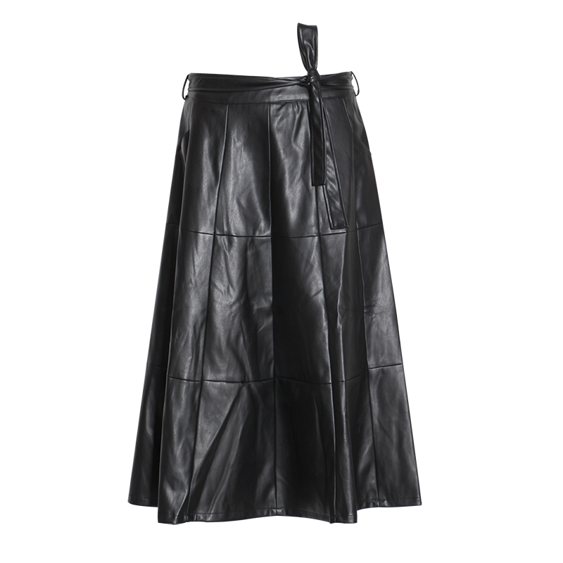 High-Waisted A-Line PU Leather Skirt - Image 3