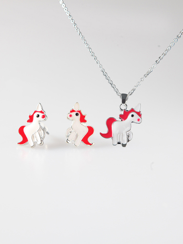 Oil Painting Pony Pendant - Gold