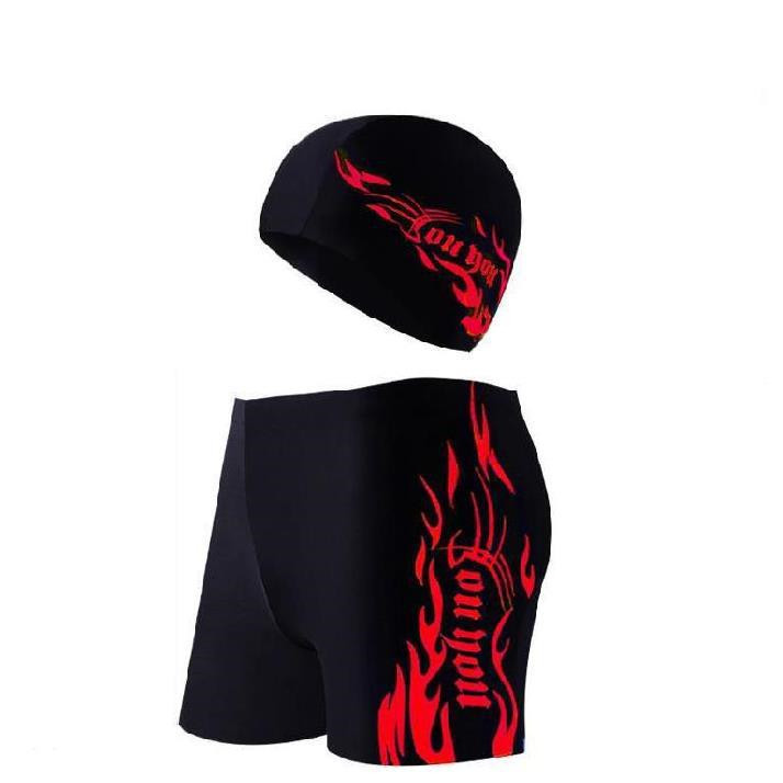 Red Fire Single Strip Hood Swimming Trunks
