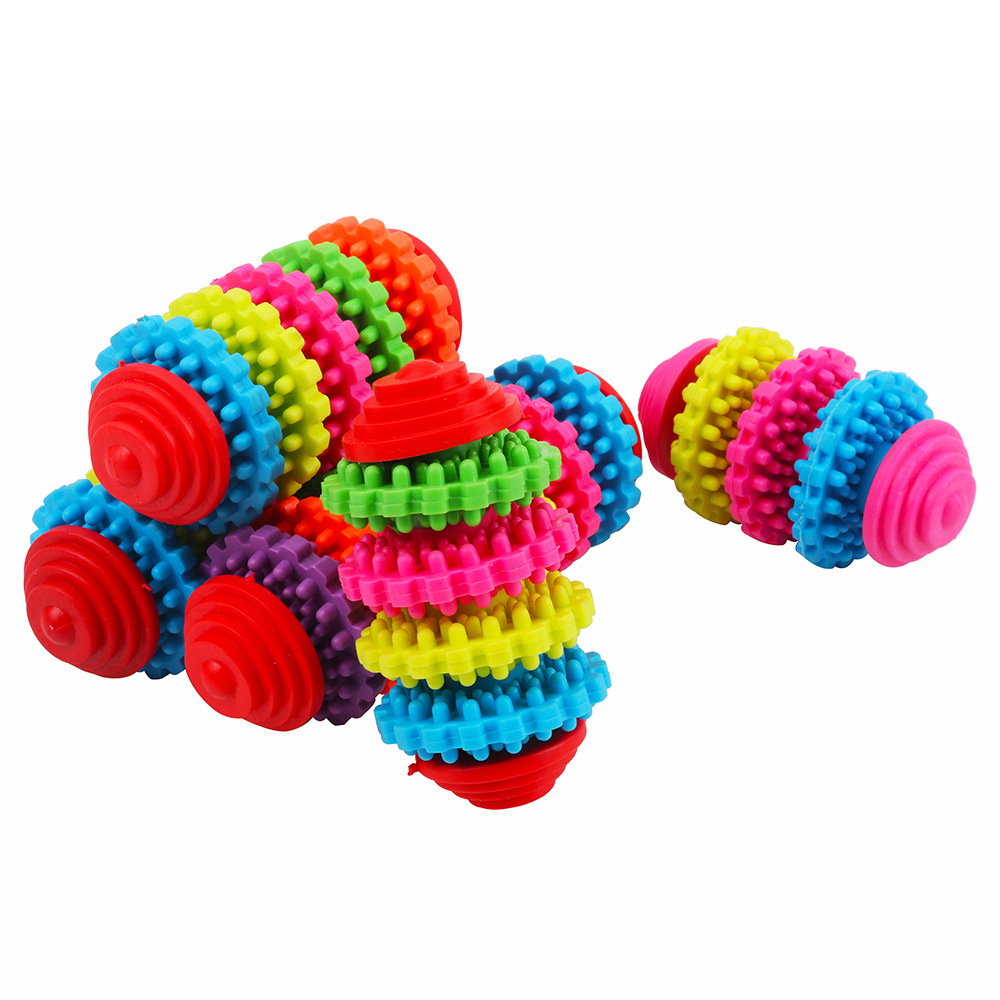 Colorful Rotating Pet Toy in Use