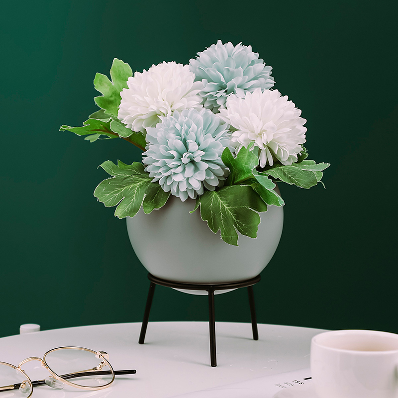 Nordic Ceramic Round Hydroponic Succulent Planter Image 2