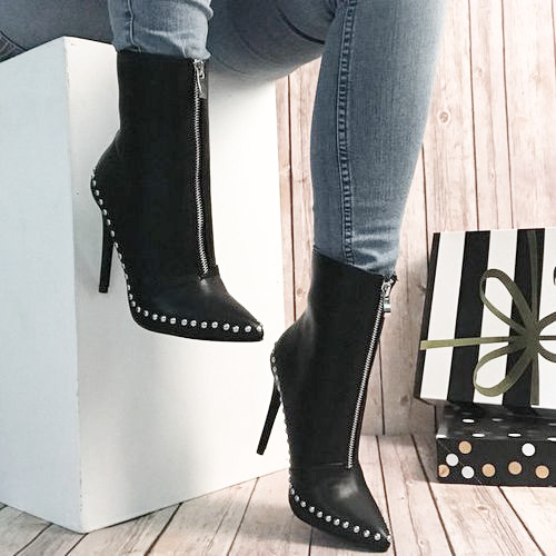 Rivet Zipper Knight Boots Image 6