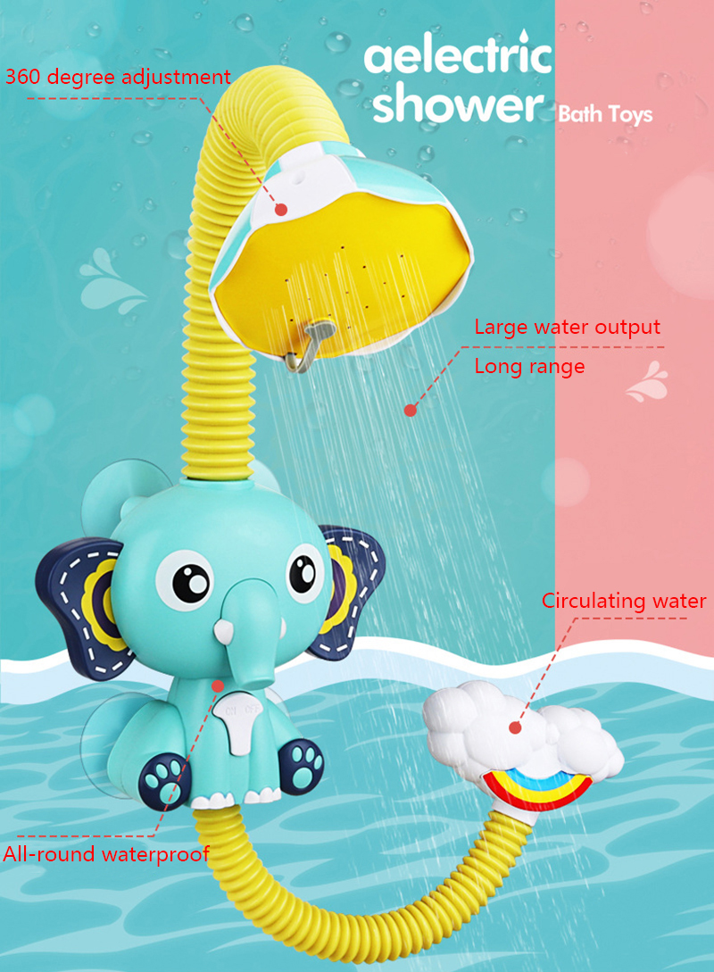 Kids Elephant Shower Set in Action