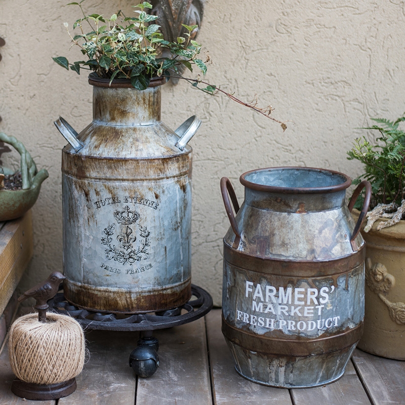 Rusty Iron Bucket Flower Pot Image 2