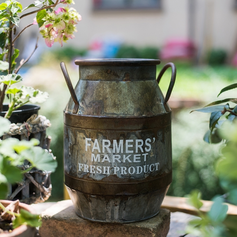 Rusty Iron Bucket Flower Pot Image 1
